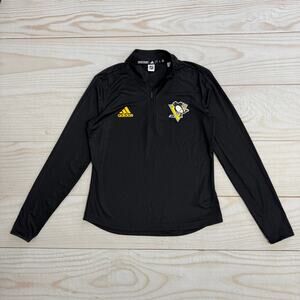 Adidas NHL Pittsburgh Penguins Aeroready 1/4 Zip Long Sleeve Size Small